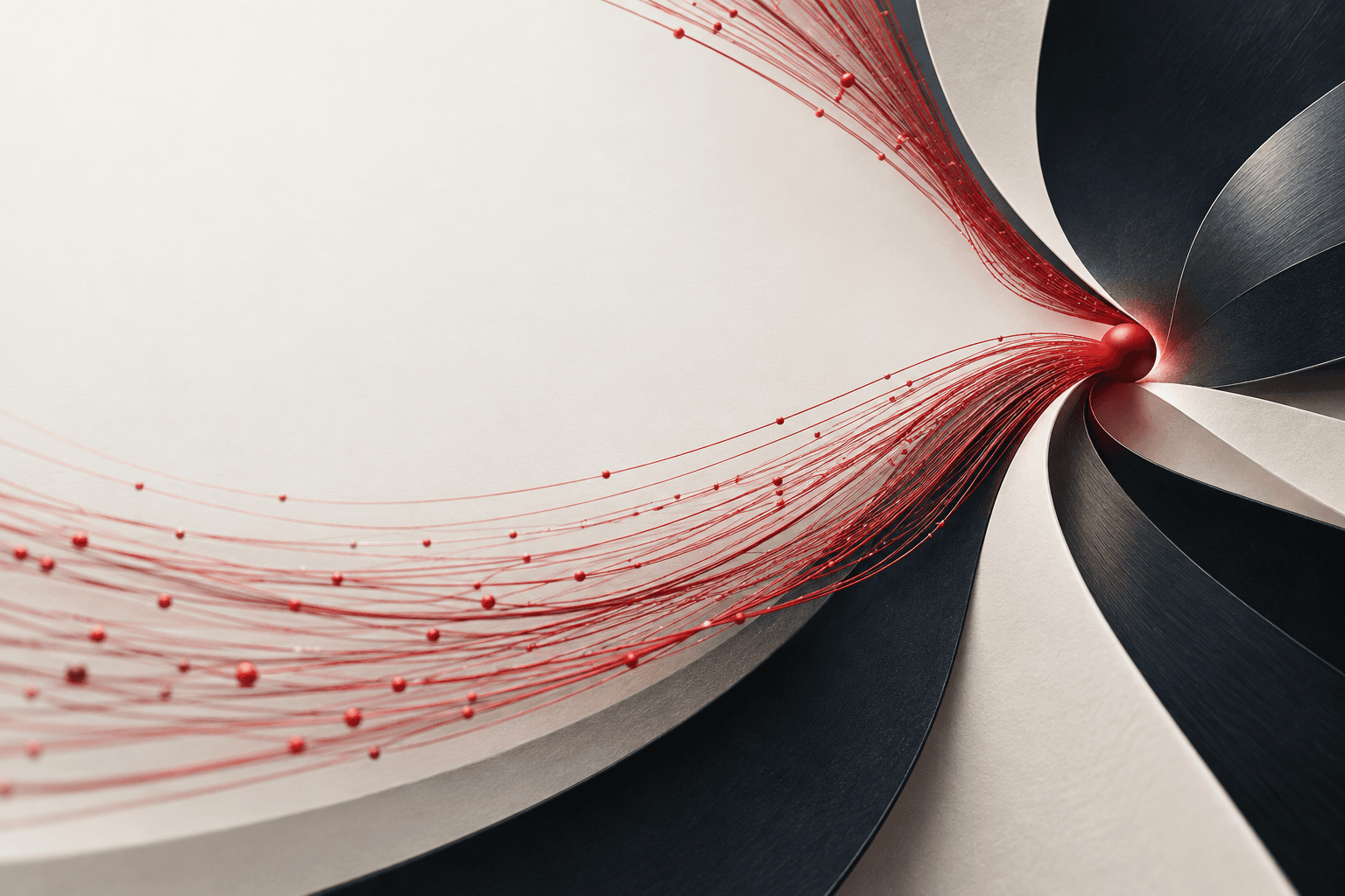 Data streams converging toward a focused decision